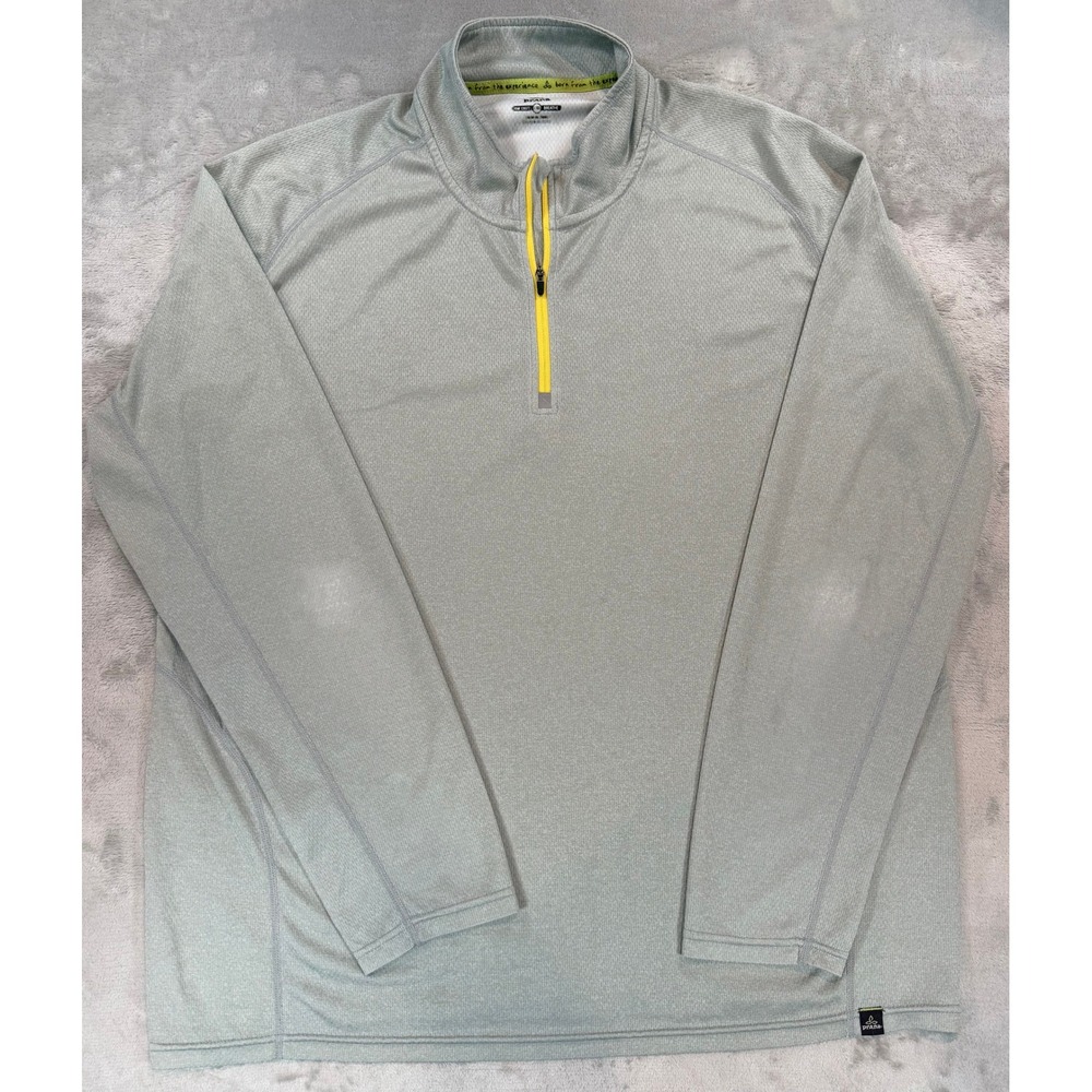 PrAna Mens Pullover Quarter Zip Breathe Lightweight Active Shirt Gray XL